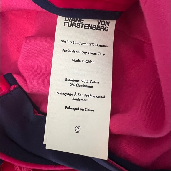 NWT Diane von Furstenberg Hot Pink Velvet High Waisted Pants Size 10 - Picture 8 of 9